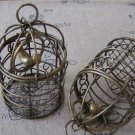1 pc Antique Bronze Bird Cage Pendant with Bird Inside A3377