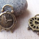 10 pcs Antique Bronze Alarming Heart Clock Charms A478