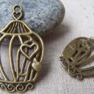 10 pcs Antique Bronze Filigree Bird Cage Charms 21x34mm A155