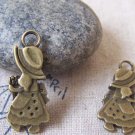 10 pcs Antique Bronze Girl Red Cap Charms Double Sided A4309