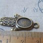 10 pcs Antique Bronze Hand Shaped Oval Cameo Base Charms  A4818