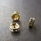20 pcs of Gold Tone Rondelle Clear Rhinestone Spacer Beads 6mm A2144