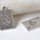 10 pcs Antique Silver Ace of Spade Poker Card Charms 12x21mm A9005