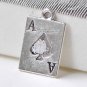 10 pcs Antique Silver Ace of Spade Poker Card Charms 12x21mm A9005
