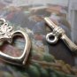 20 sets Silver Tone  Flower Heart Toggle Clasps A6264