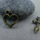 20 sets of Antique Bronze Heart Toggle Clasps A217