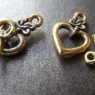 20 sets of Antique Gold Heart Toggle Clasps 13x20mm A1254