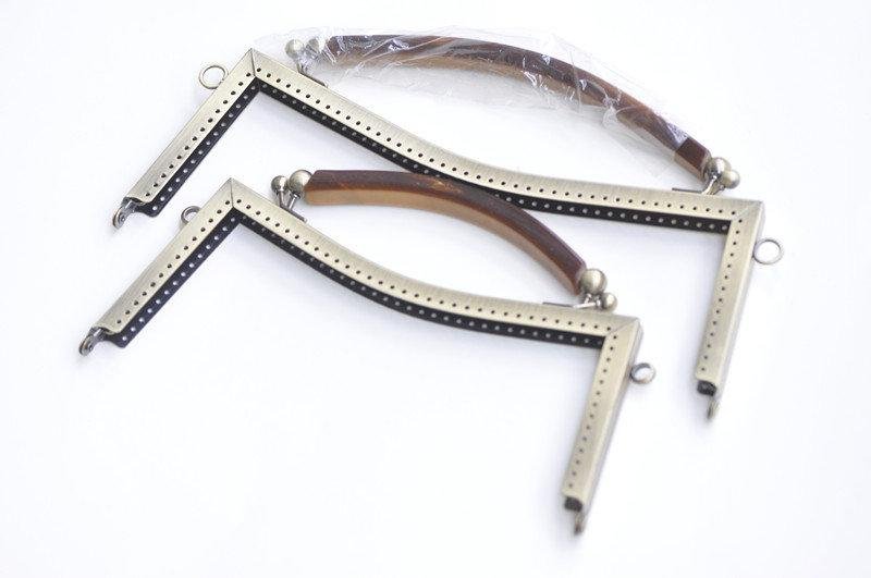 20.5cm / 25cm Retro Sewing Purse Frame / Large Handle Purse Frame Light Gold And Bronze 20.5cm ( 8""