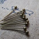 200 pcs Antique Brass Ball End Headpin - 25G - 14mm A3325