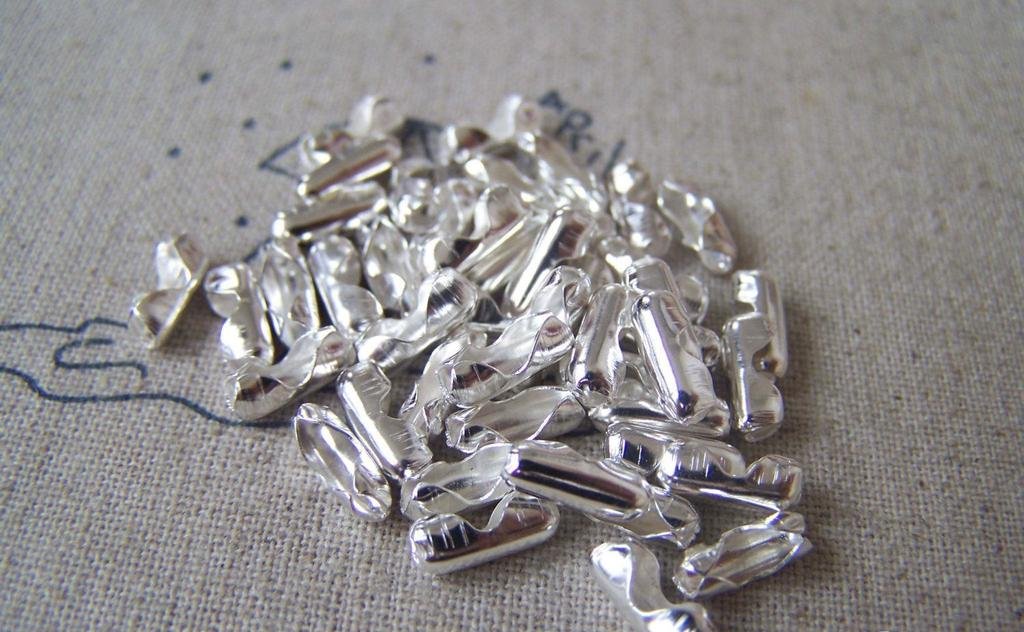 200 pcs Silver Bead Chain Ends Connector Clasps A4635