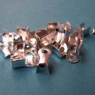 200 pcs Silver Fold Over Crimp Head Clasps Medium Size 4x8.5mm A2110