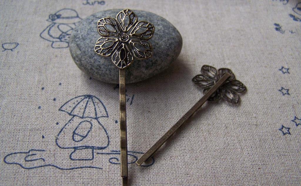 20mm Flower Pad Bobby Pin Hair Stick Clip  Set of 10 A1923