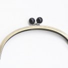 21.5cm( 8 1/2"") Brushed Brass Purse Frame With Black Candy Head Bag Hanger High Quality 