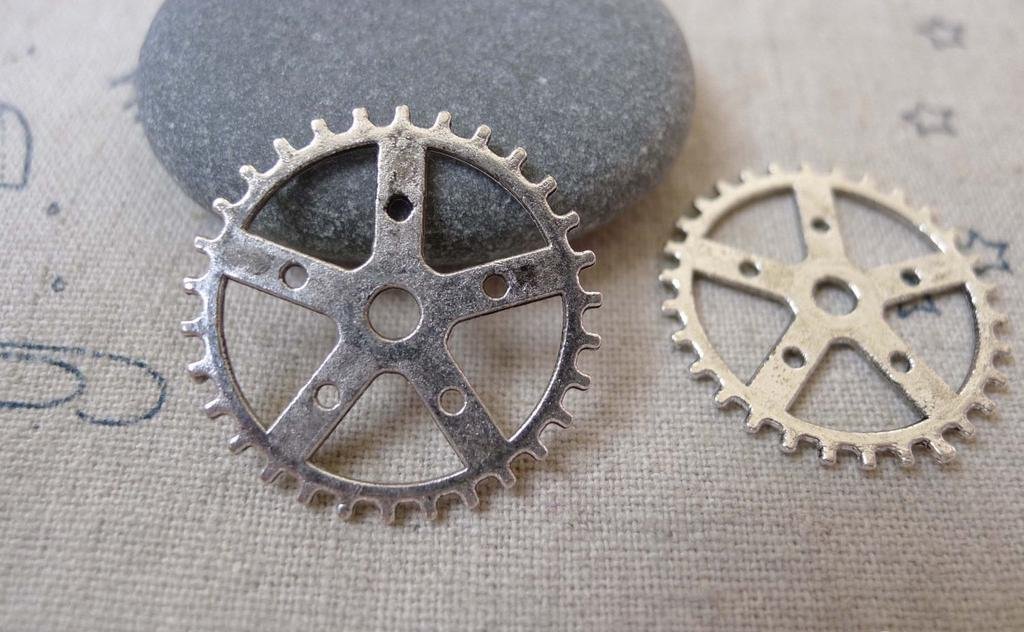 10 pcs Antique Silver Mechanical Watch Movement Gear Charms A7335