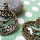 10 pcs of Antique Bronze Filigree Clock Pendants Charms 30x39mm A476