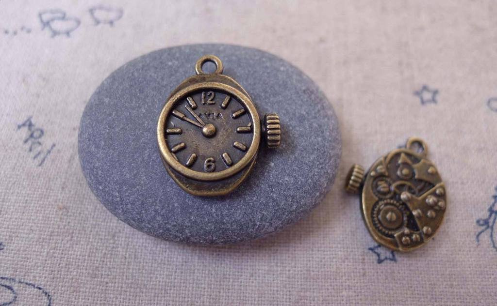 20 pcs Antique Bronze Mechanical Watch Clock Charms Pendants A7339