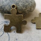 20 pcs Antique Bronze Puzzle Piece Charms  19x22mm  A6317