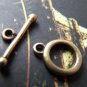 30 sets of Antique Bronze Smooth Round Toggle Clasps A222
