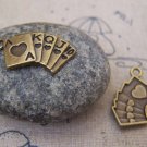20 pcs of Antique Bronze Poker Cards Royal Flush Charms 13x20mm A5197