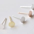 8 pcs 925 Sterling Silver Flat Pad Earring Stud Post Findings 5mm / Rose Gold