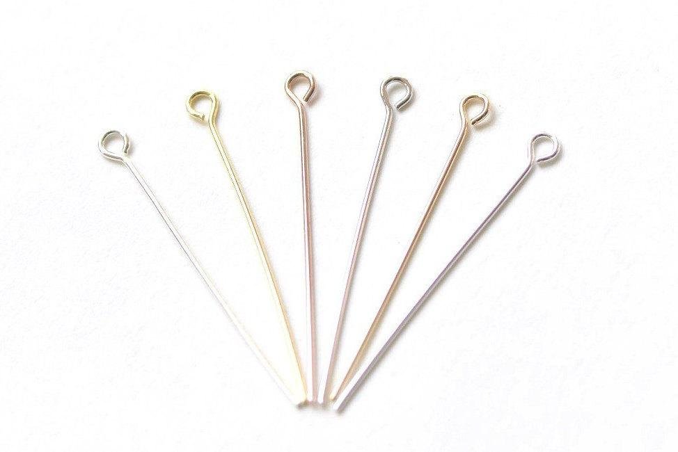 10 pcs 925 Sterling Silver Eye Pins Silver/Gold/Platinum 24 Gauge 15mm / Platinum