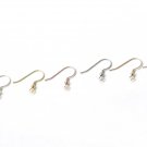 4 pcs (2 Pairs) Solid 925 Sterling Silver Ball Earring Hook Earwires Findings 0.7mm (22 Gauge) / Pol