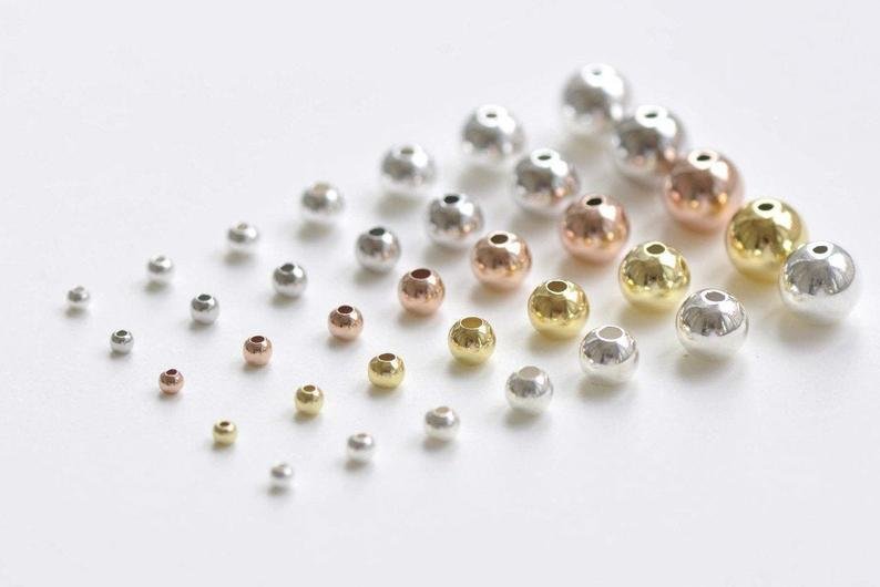 925 Sterling Silver Seamless Round Beads Smooth Spacer Beads 2mm-7mm 2pcs 7mm Beads / Polished 925 S