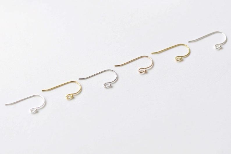4 pcs (2 Pairs) 925 Sterling Silver Ball End Earring Hook Earwires 24G Rose Gold