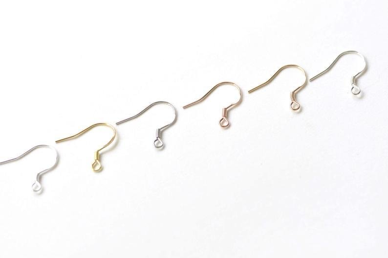 4 pcs (2 Pairs) 925 Sterling Silver Flat Coiled Earring Hook Earwires 0.7mm (22 Gauge) / Gold