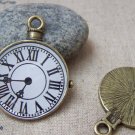 4 pcs of Antique Bronze Enamel Clock Charms Size  31x39mm A474