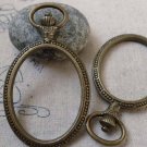 4 pcs Antique Bronze Oval Pocket Watch Frame Pendants A6307