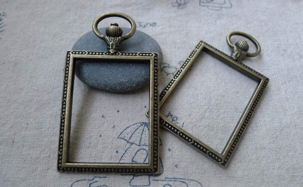4 pcs Antique Bronze Rectangle Pocket Watch Frame Pendants A7780