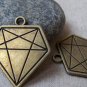 10 pcs Antique Bronze Flat Diamond Charms Pendants 28x31mm A5767