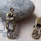 10 pcs Antique Bronze Floral Flip Flop Charms A3293