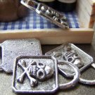 10 pcs of Antique Silver Skull Handbag Charms Pendants 16x24mm A1741