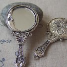 2 pcs Antique Silver Moon Face Hand Mirror Pendant 30x62mm A4244