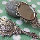 2 pcs Antique Silver Traditional Chinese Hand Mirror Pendant A3646