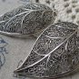 10 pcs Antique Silver Filigree Leaf Charms Pendants 32x54mm A6370