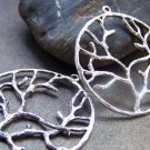 10 pcs Antique Silver Filigree Tree Round Pendants Charms 40mm A1356
