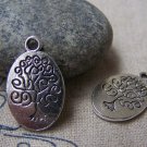 10 pcs Antique Silver Oval Life Tree Pendant Charms Double Sided A2948