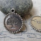 10 pcs Antique Silver Round Life Tree Charms  20mm A6615
