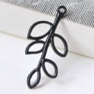 10 pcs Black Filigree Tree Leaf Connector Charms 18x37mm A1222
