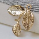 10 pcs Light Gold Three Leaf Branch With Peg Charms 23mm A4805