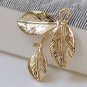10 pcs Light Gold Three Leaf Branch With Peg Charms 23mm A4805