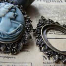 6 pcs Antique Bronze Oval Pendant Tray Base Settings A3523