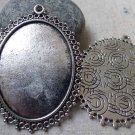 6 pcs Antique Silver Oval Base Settings Match 30x40mm Cabochon A6201