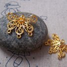 6 pcs Non Tarnish 18K Gold 4 Loops Flower Connectors A5155