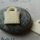 10 pcs Resin Light Yellow Basketweave Handbag Cameo  A5693