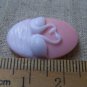 10 pcs Resin Oval White Swan On Pink Cameo 18x25mm A4052