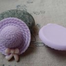 10 pcs Resin Purple Bow Summer Hat Cameo Size 34x38mm A5678